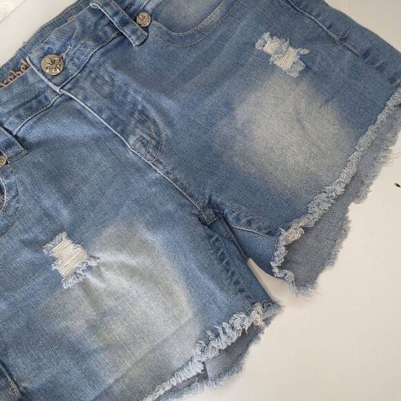 Rebel & Soul Women Jean Shorts Distressed Blue Wash Size 11 - Picture 3 of 8